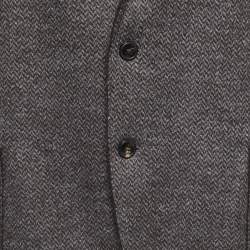 Pre Owned Armani Collezioni Grey Patterned Wool Single Breasted Jacket 4XL