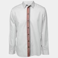 Armani Collezioni Grey Cotton Button Front Full Sleeve Shirt L