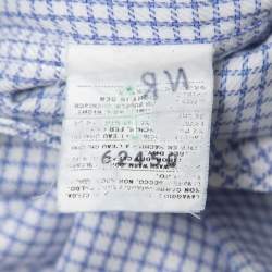 Armani Collezioni Blue Checked Cotton Button Front Full Sleeve Shirt M