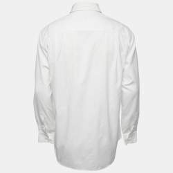 Pre Owned Armani Collezioni White Cotton Button Front Full Sleeve Shirt M
