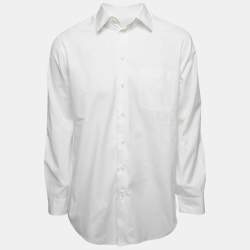 Armani Collezioni White Cotton Button Front Full Sleeve Shirt M