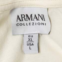 Pre Owned Armani Collezioni Cream Cotton Crew Neck Half Sleeve T-Shirt XL
