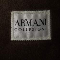 Pre Owned Armani Collezioni Vintage Brown Faux Suede Zip Front Jacket XXL