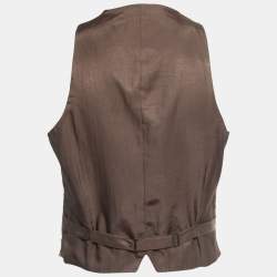 Pre Owned Armani Collezioni Brown Velvet Single Breasted Vest M