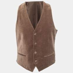 Pre Owned Armani Collezioni Brown Velvet Single Breasted Vest M