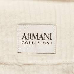 Pre Owned Armani Collezioni Beige Linen Straight Leg Trousers 2XL