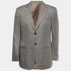 Pre Owned Armani Collezioni Multicolor Textured Wool Blend Blazer L