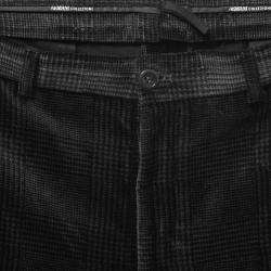 Pre Owned Armani Collezioni Black Checked Velvet Trousers L