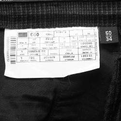 Pre Owned Armani Collezioni Black Checked Velvet Trousers L