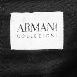 Pre Owned Armani Collezioni Black Checked Velvet Trousers L