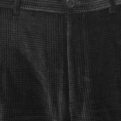 Pre Owned Armani Collezioni Black Checked Velvet Trousers L