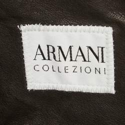 Pre Owned Armani Collezioni Brown Lambskin Leather Zip-Up Jacket S
