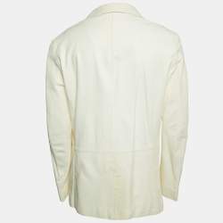 Pre Owned Armani Collezioni White Leather Buttoned Jacket XL
