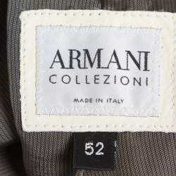 Pre Owned Armani Collezioni White Leather Buttoned Jacket XL
