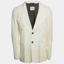 Pre Owned Armani Collezioni White Leather Buttoned Jacket XL