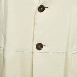 Pre Owned Armani Collezioni White Leather Buttoned Jacket XL