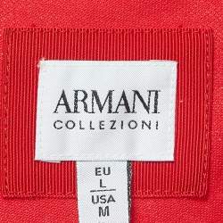 Armani Collezioni Red Logo Embroidery Jersey Short Sleeve Polo T-Shirt L