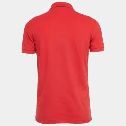 Armani Collezioni Red Logo Embroidery Jersey Short Sleeve Polo T-Shirt L