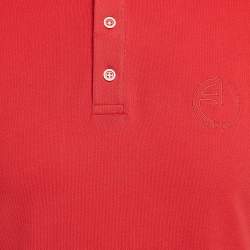 Armani Collezioni Red Logo Embroidery Jersey Short Sleeve Polo T-Shirt L