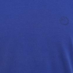 Pre Owned Armani Collezioni Blue Logo Print Cotton Short Sleeve T-Shirt XL