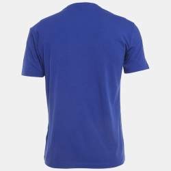 Pre Owned Armani Collezioni Blue Logo Print Cotton Short Sleeve T-Shirt XL