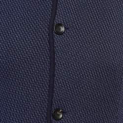 Pre Owned Armani Collezioni Navy Blue Patterned Wool Blend Buttoned Jacket L