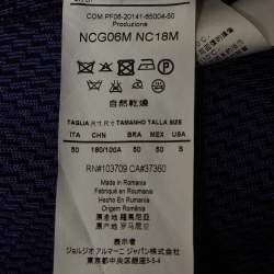 Pre Owned Armani Collezioni Navy Blue Patterned Wool Blend Buttoned Jacket L