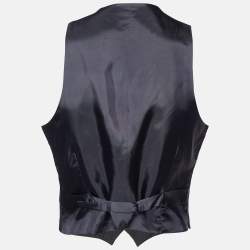 Armani Collezioni Grey Striped Wool Blend Vest L