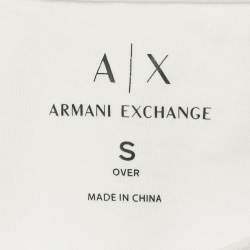 Pre Owned Armani Exchange White Cotton Knit Contrast Detail Oversized T-Shirt S
