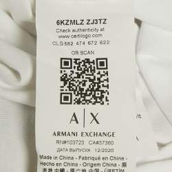 Pre Owned Armani Exchange White Cotton Knit Contrast Detail Oversized T-Shirt S