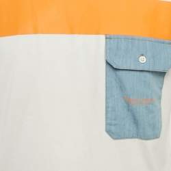 Pre Owned Armani Exchange White Cotton Knit Contrast Detail Oversized T-Shirt S