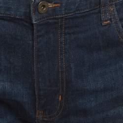 Pre Owned بنطلون أرماني  جينز دينيم أزرق كحلي مستقيم واسع جداً على الخصر 40 بوصة