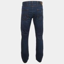 Pre Owned بنطلون أرماني جينز دينيم أزرق كحلي مستقيم واسع جداً على الخصر 40 بوصة