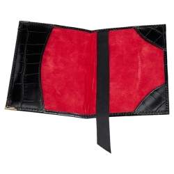 Aspinal Black Croc Embossed Leather Passport Cover 