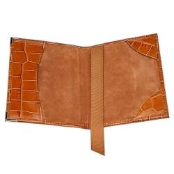 Aspinal Of London Tan Croc Embossed Leather Passport Cover 