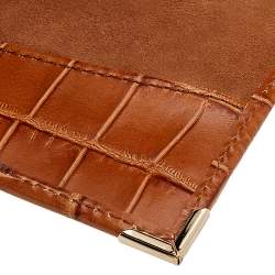 Aspinal Of London Tan Croc Embossed Leather Passport Cover 