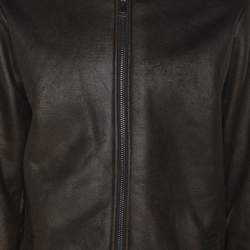 Atpco Brown Faux Leather Hoodie Jacket L