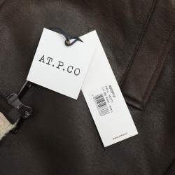 Atpco Brown Faux Leather Hoodie Jacket L