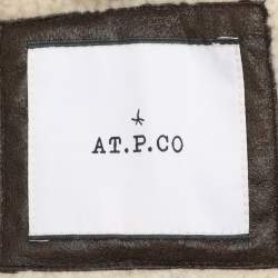 Atpco Brown Faux Leather Hoodie Jacket L