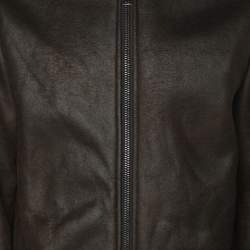 مملوكة مسبقًا \جاكيت أتبيكو جلد صناعي بني مع قبعة مقاس وسط (ميديم)