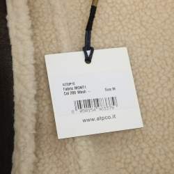 مملوكة مسبقًا \جاكيت أتبيكو جلد صناعي بني مع قبعة مقاس وسط (ميديم)