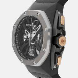 Audemars Piguet Black Carbon Fiber Royal Oak Manual Winding Men's Wristwatch 44 mm