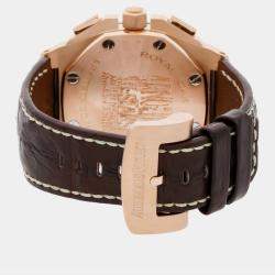 مملوكة مسبقًا Audemars Piguet Brown 18k Rose Gold Crocodile Royal Oak Offshore 26158OR.OO.A801CR.01 Men's Wristwatch 48 mm
