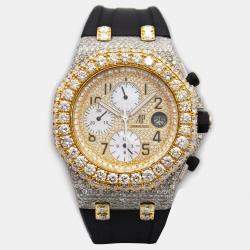 Audemars Piguet Customised MOP Diamond Two-Tone Stainless Steel Royal Oak Offshore 10174 Automatic Men's Wristwatch 42 mm