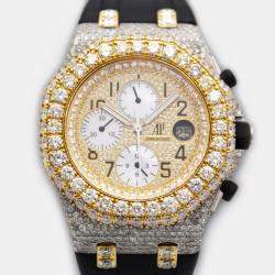 Audemars Piguet Customised MOP Diamond Two-Tone Stainless Steel Royal Oak Offshore 10174 Automatic Men's Wristwatch 42 mm