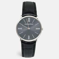 Audemars Piguet Grey Platinum Alligator Leather Jules Audemars 14667PT.OO.A001CR.01 Men's Wristwatch 32 mm