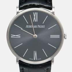 Audemars Piguet Grey Platinum Alligator Leather Jules Audemars 14667PT.OO.A001CR.01 Men's Wristwatch 32 mm