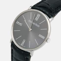 Audemars Piguet Grey Platinum Alligator Leather Jules Audemars 14667PT.OO.A001CR.01 Men's Wristwatch 32 mm