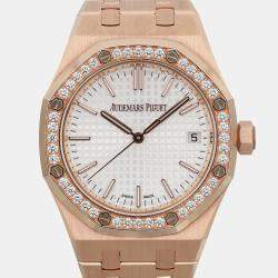 Audemars Piguet Silver 18k Rose Gold Royal Oak 15551OR.ZZ.1356OR.01 Automatic Men's Wristwatch 37 mm