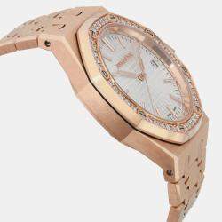 Audemars Piguet Silver 18k Rose Gold Royal Oak 15551OR.ZZ.1356OR.01 Automatic Men's Wristwatch 37 mm
